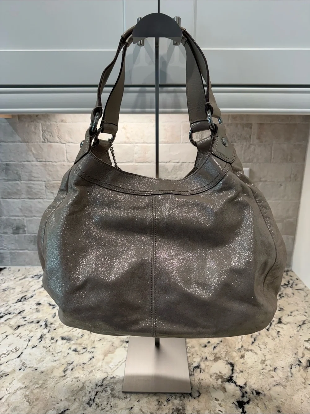 Coach EUC Metallic Pearl Leather Soho Shoulder Bag w/Wallet